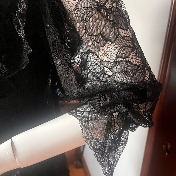 ZARA sz S black lace layer dress with slip - Picture 4 of 8